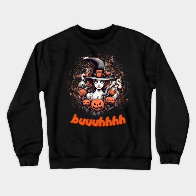 Buuhhhh-Halloween Haunt Crewneck Sweatshirt by NedisDesign